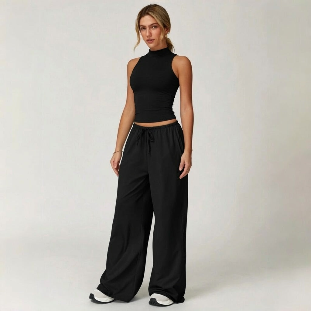 Strappy Back Wide Leg Athleisure Set