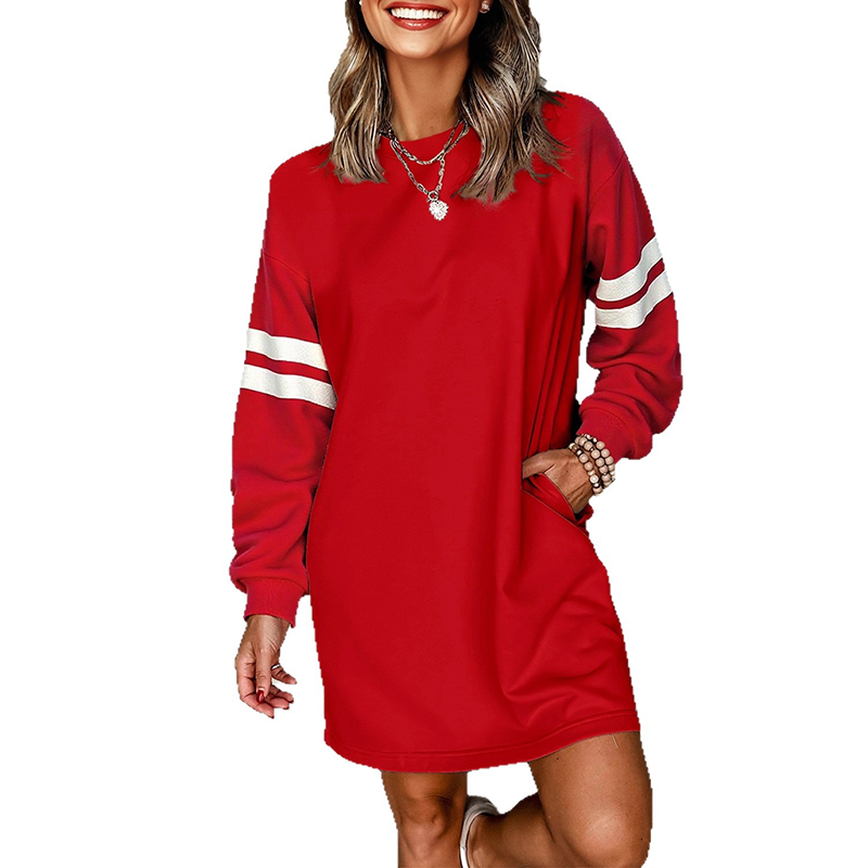 Striped Long Sleeve Sweatshirt Dress