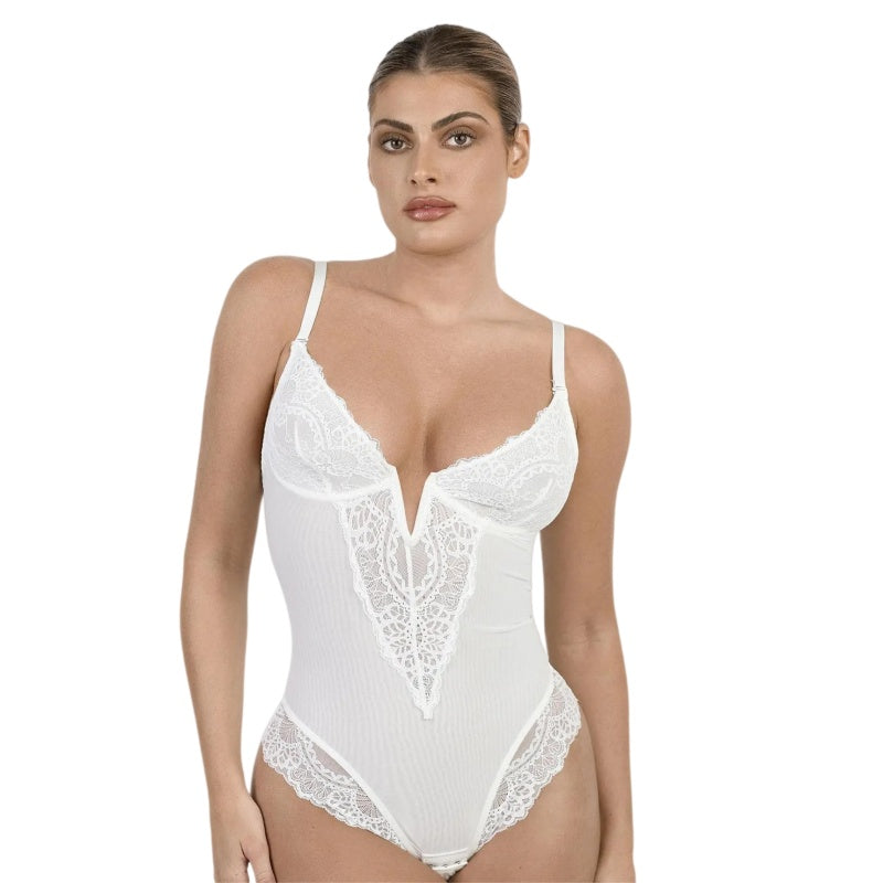 Lace Cutout Sexy Shaping Bodysuit Plus