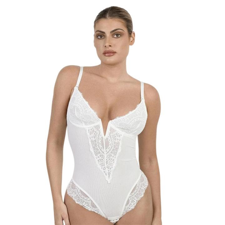 Lace Cutout Sexy Shaping Bodysuit Plus