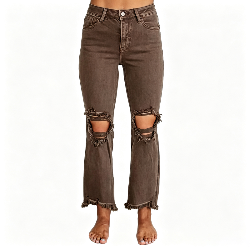 High Waist Ripped Flare Jeans