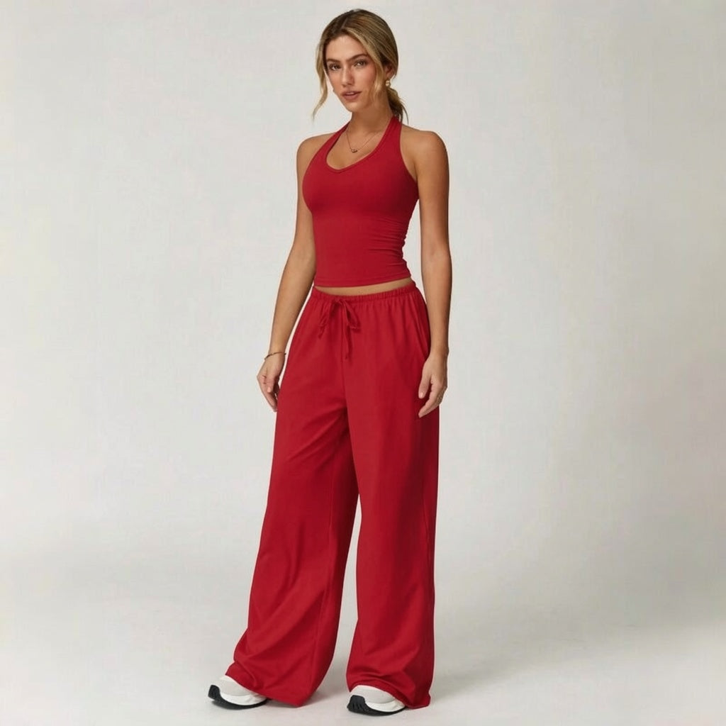 Strappy Back Wide Leg Athleisure Set