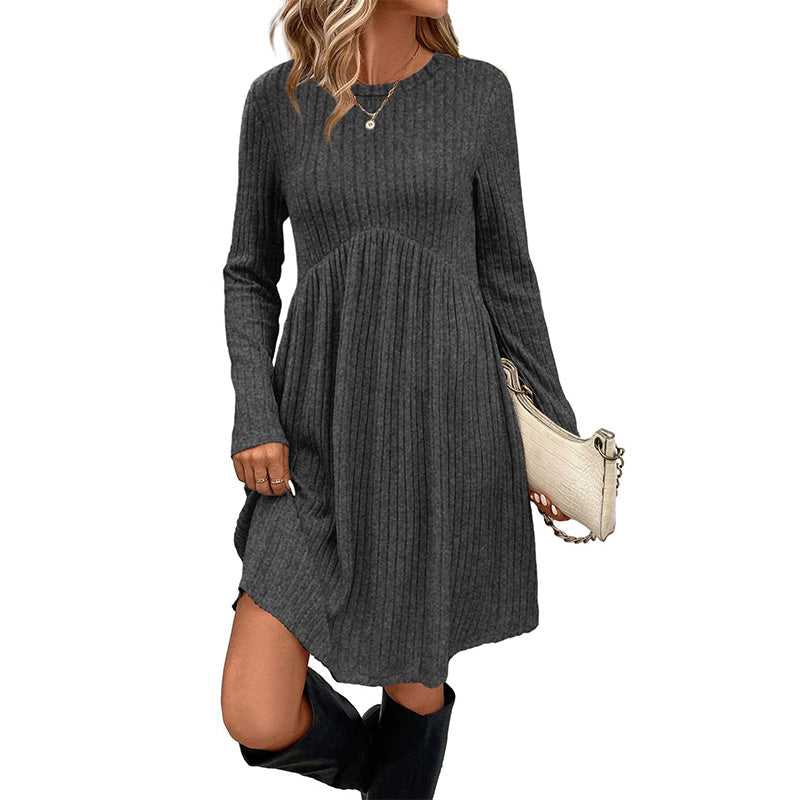 Fall Winter Round Neck Knit Dress