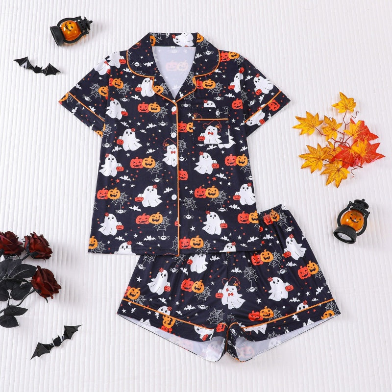 Halloween Button Shorts Pajama Set