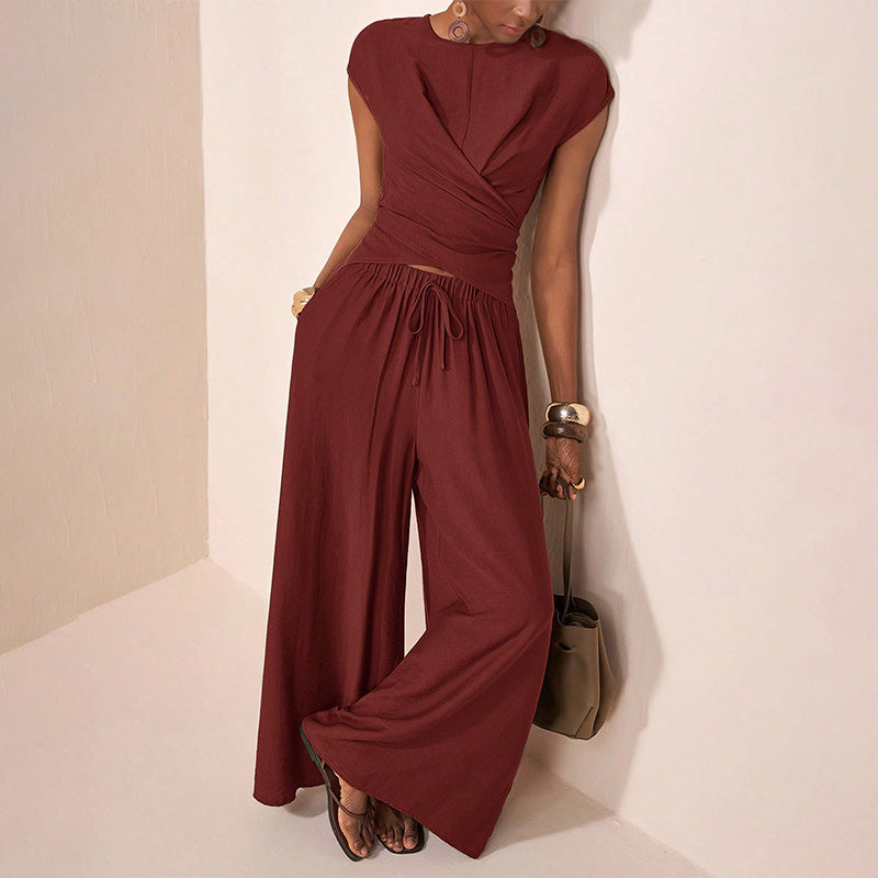 Casual Drawstring Waist Outfit Set