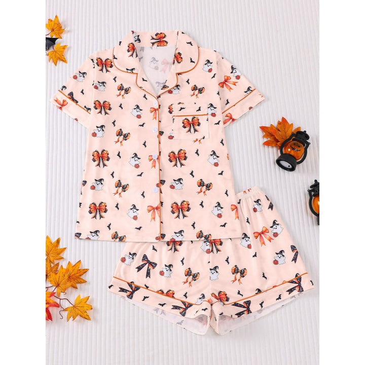 Halloween Button Shorts Pajama Set