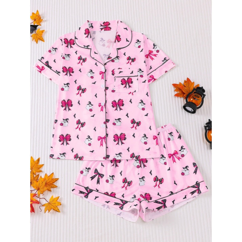 Halloween Button Shorts Pajama Set
