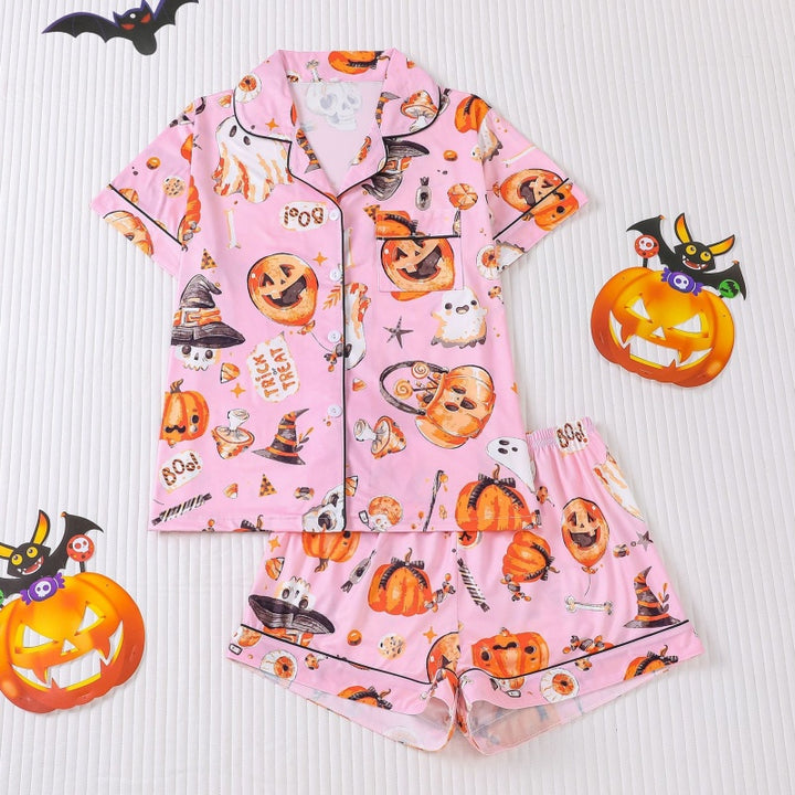 Halloween Button Shorts Pajama Set