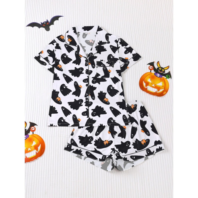 Halloween Button Shorts Pajama Set