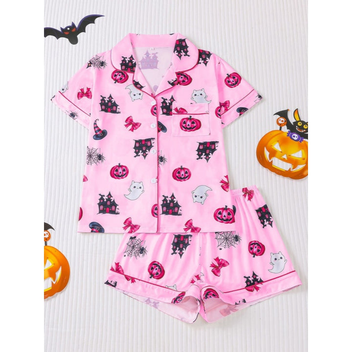 Halloween Button Shorts Pajama Set