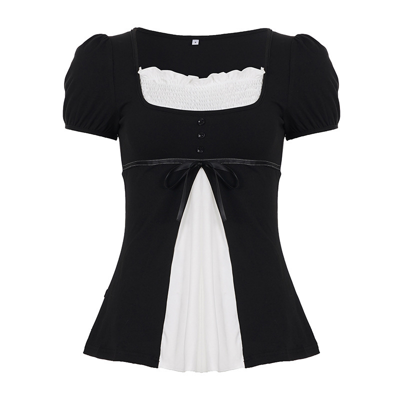 Puff Sleeve Bow A Line Top