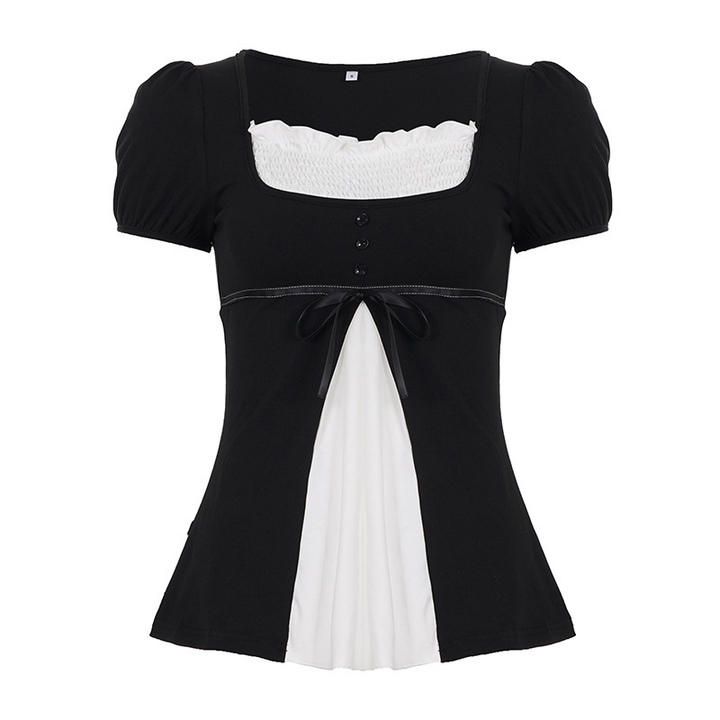 Puff Sleeve Bow A Line Top