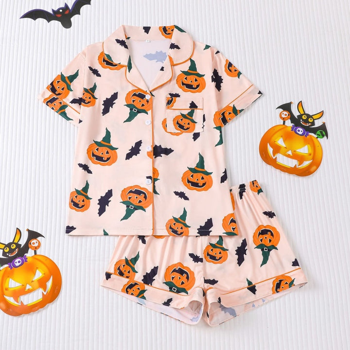 Halloween Button Shorts Pajama Set
