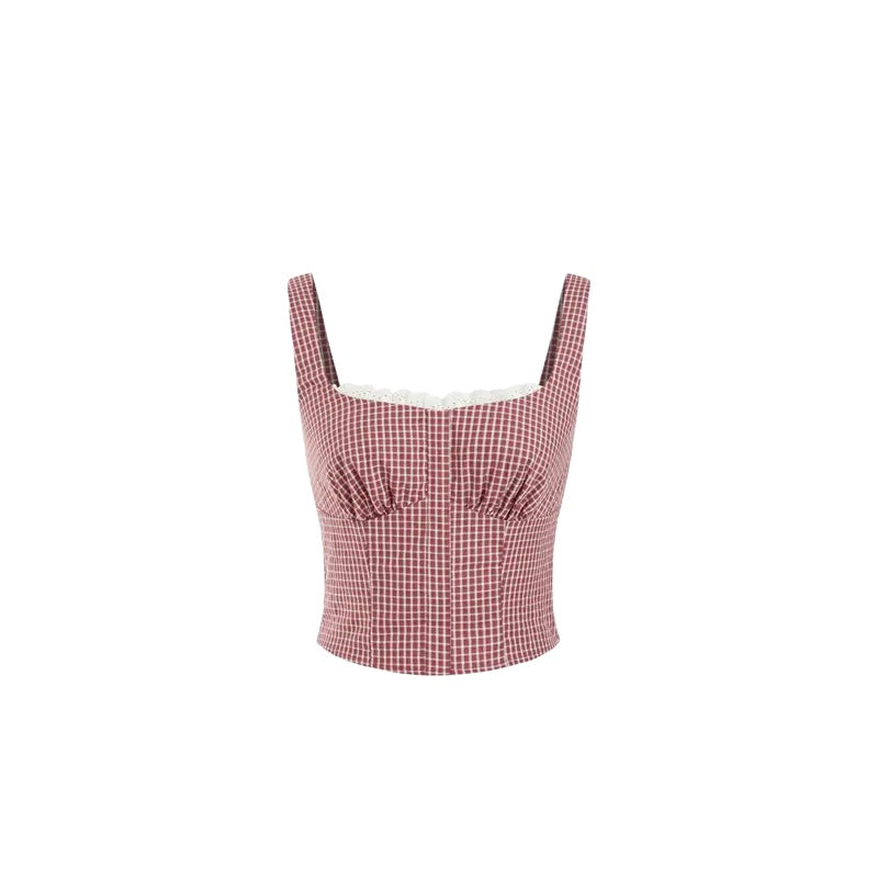 Gingham Lace Bubble Shorts Set