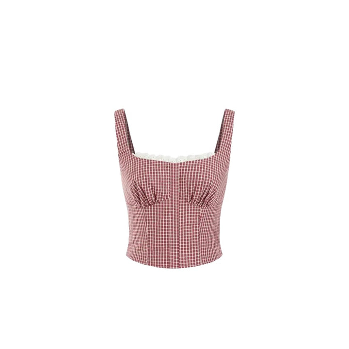 Gingham Lace Bubble Shorts Set