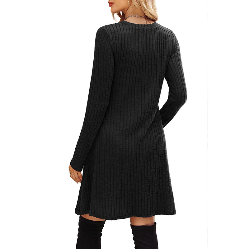 Fall Winter Round Neck Knit Dress