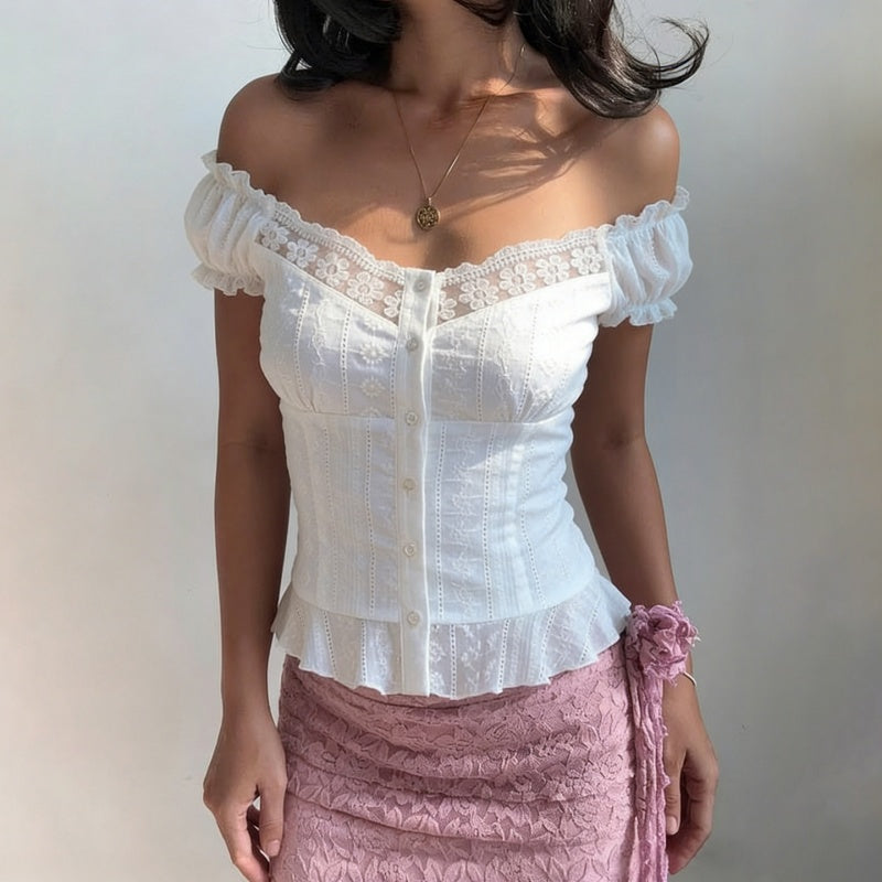 Lace Off Shoulder Corset Top