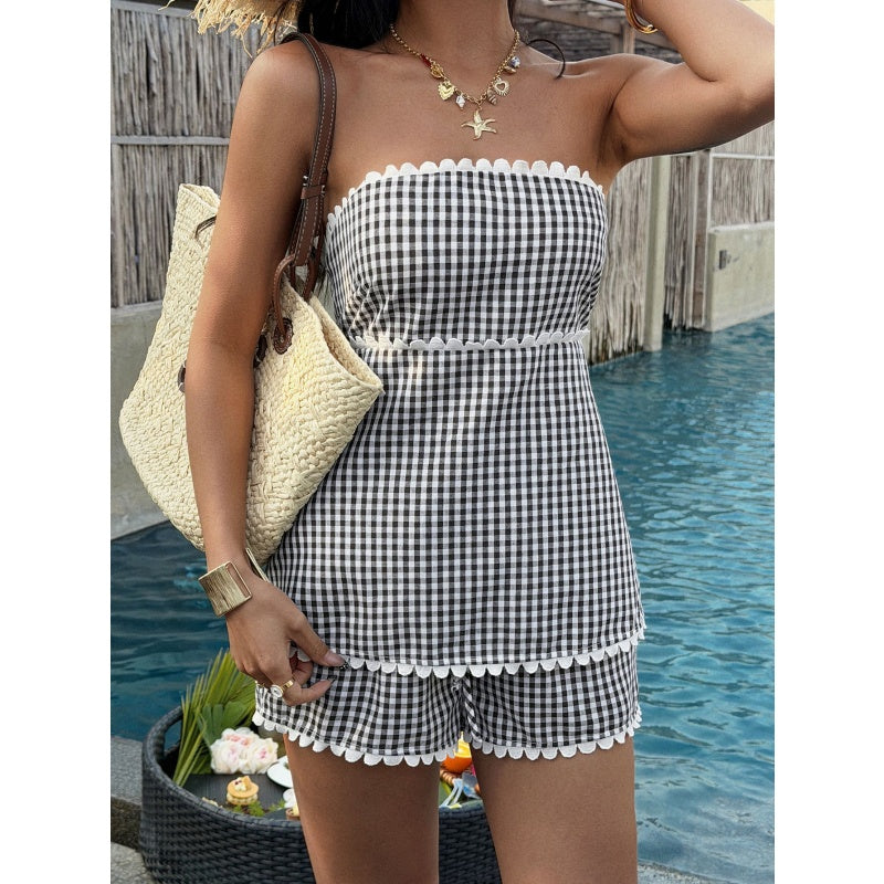 Gingham Tube Top Short Set