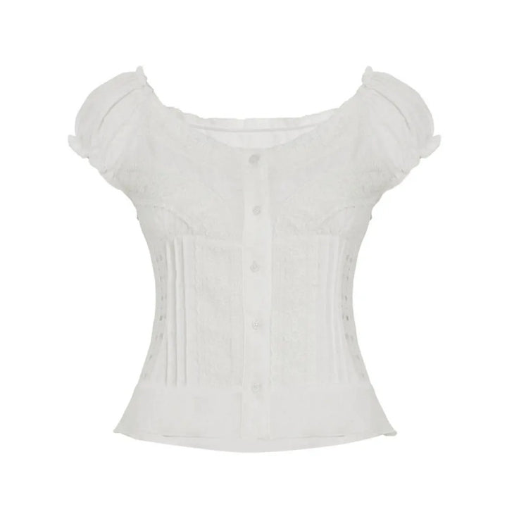 Lace Puff Sleeve Corset Style Top