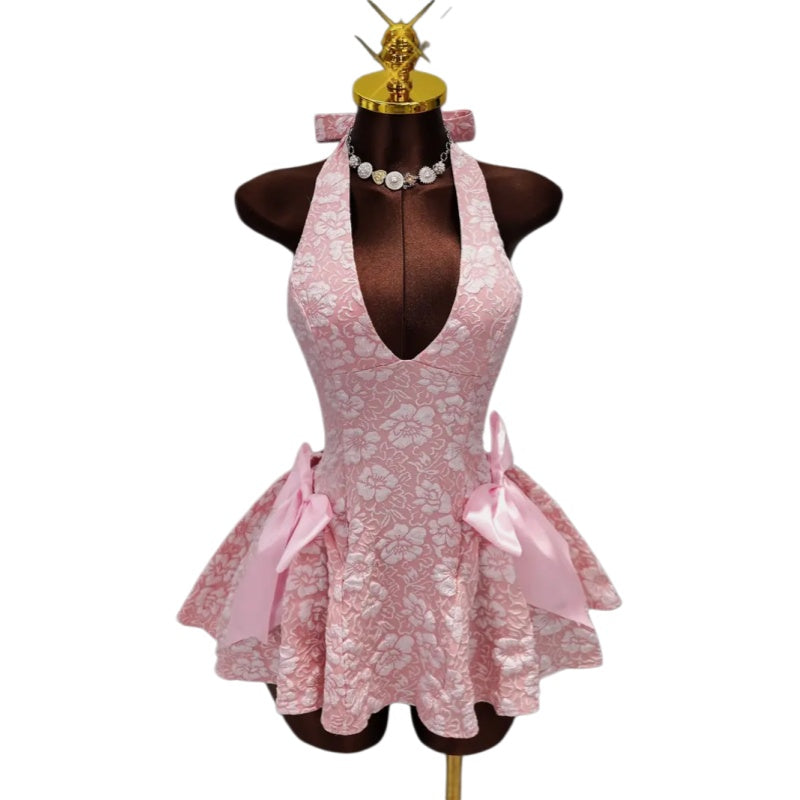 Coquette Bow Halter Mini Dress
