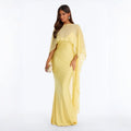 Elegant Solid Mesh Shawl Maxi Dress