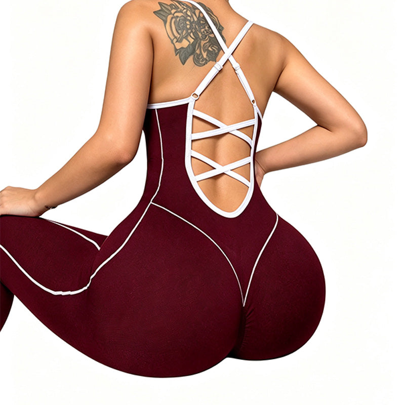 Criss Cross Back Yoga Jumpsuit