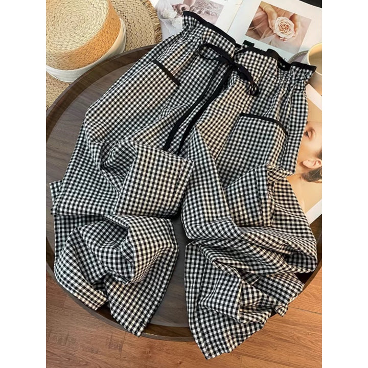 Vintage Gingham Wide Leg Pants