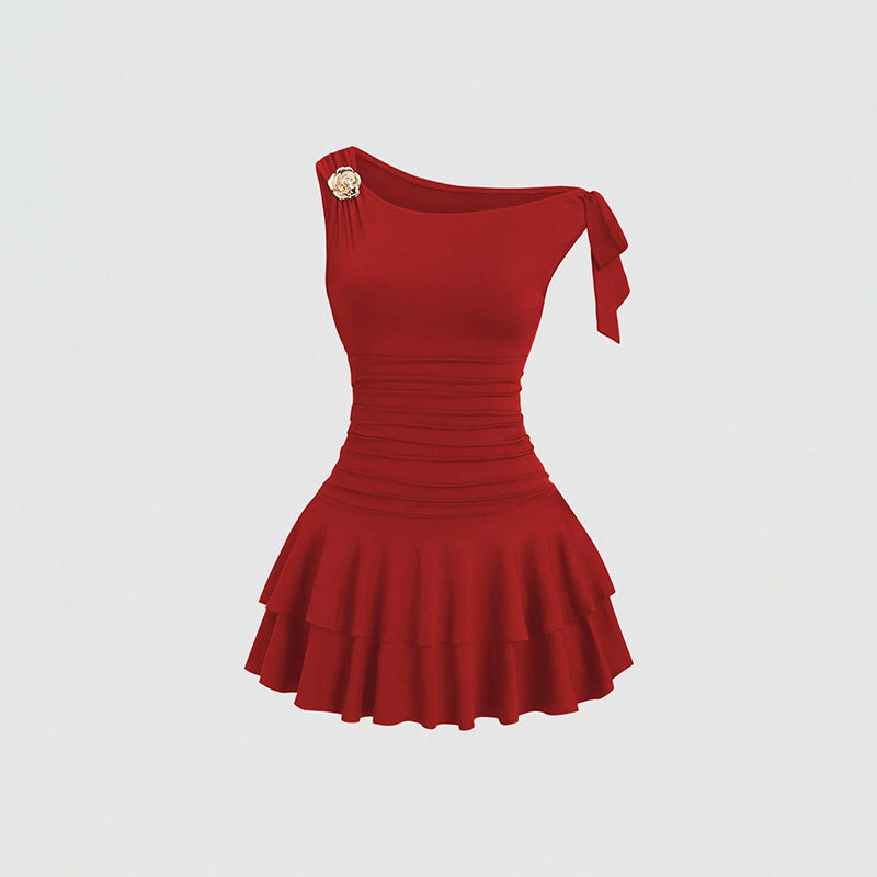 Halter Backless Cake Layer Mini Dress