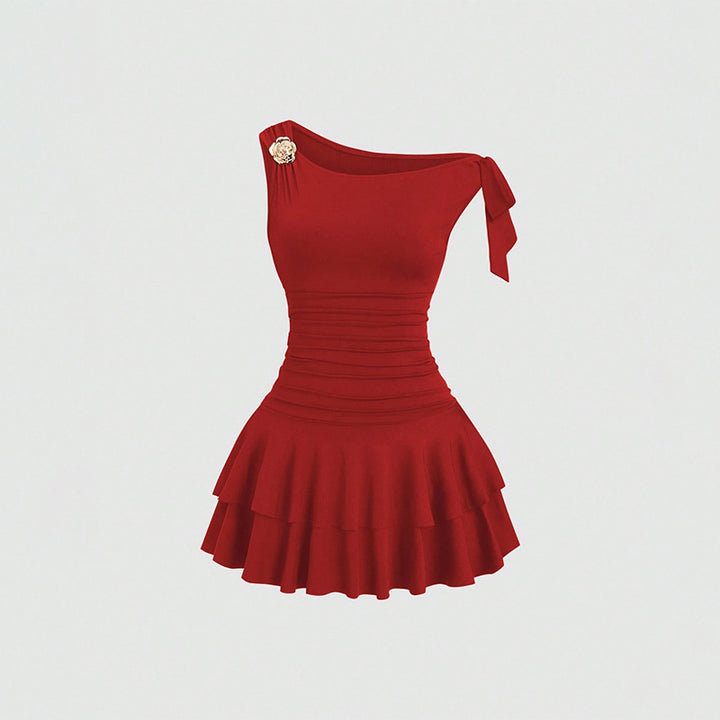 Halter Backless Cake Layer Mini Dress