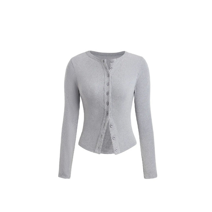 Solid Color Crew Neck Cropped Cardigan