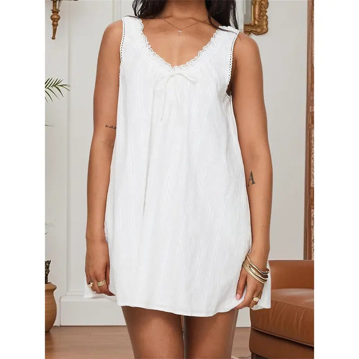 Lace Bow Babydoll Mini Dress