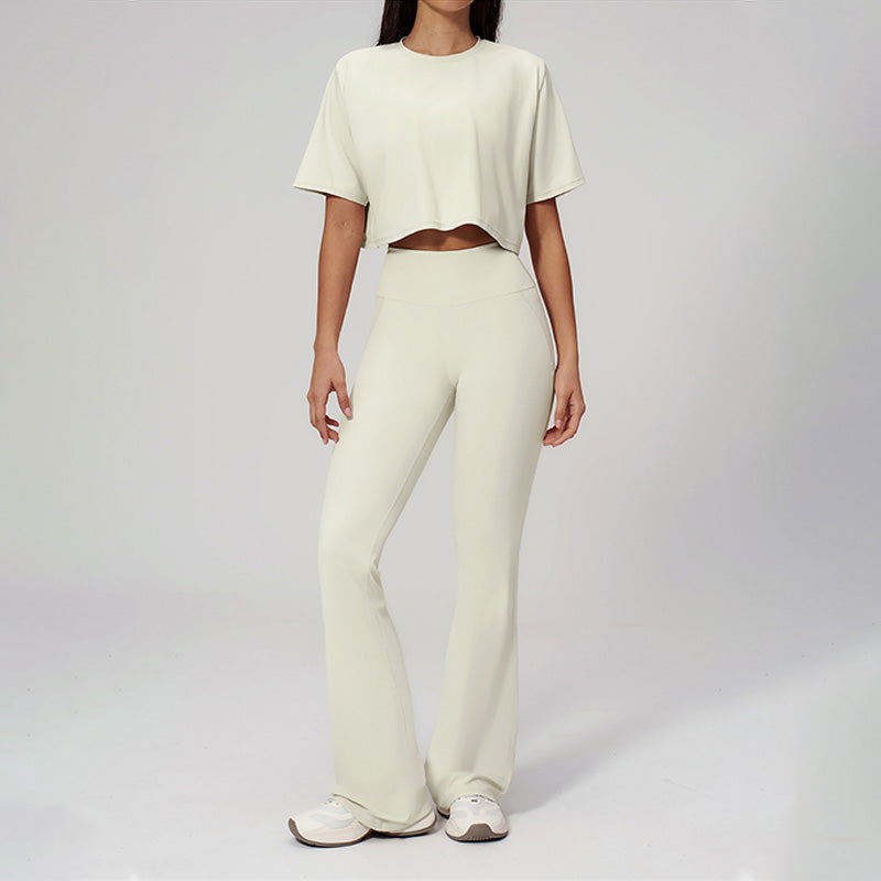 Short Sleeve Flare Workout Set