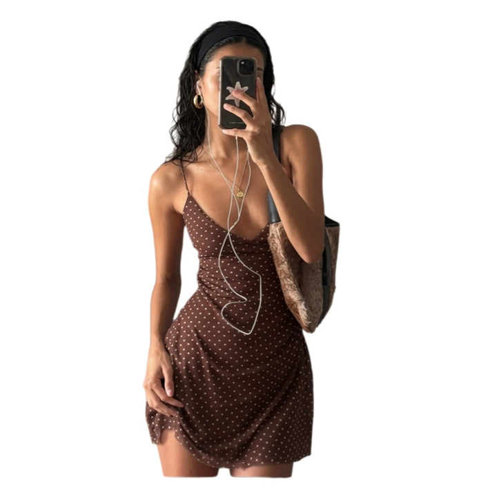 Polka Dot Backless Mini Dress