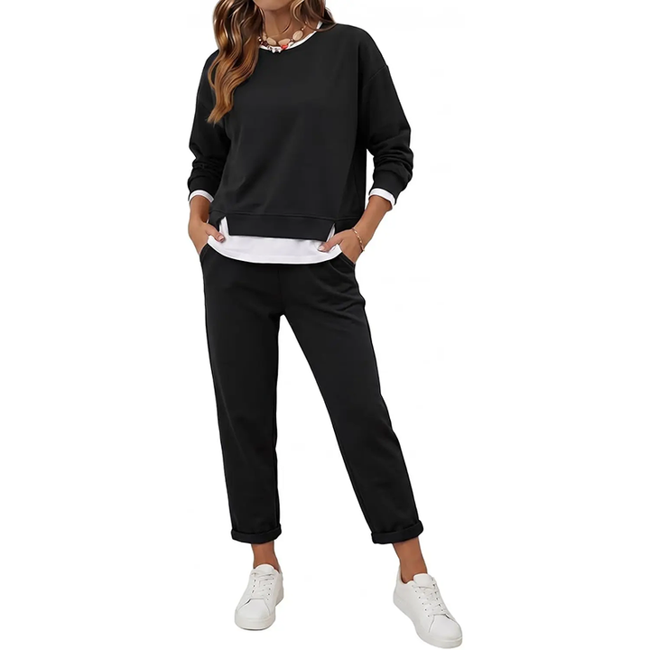 Color Block Sweatshirt Jogger Set