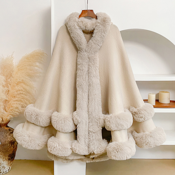 Women Autumn Winter Hooded Cape Coat