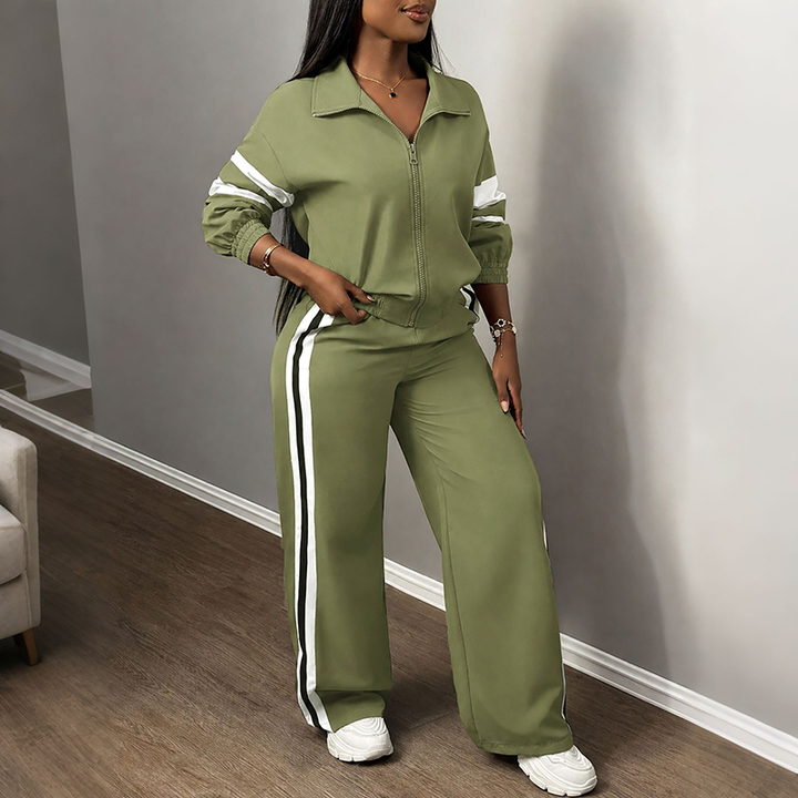 Striped Loose Casual Track Suit Set