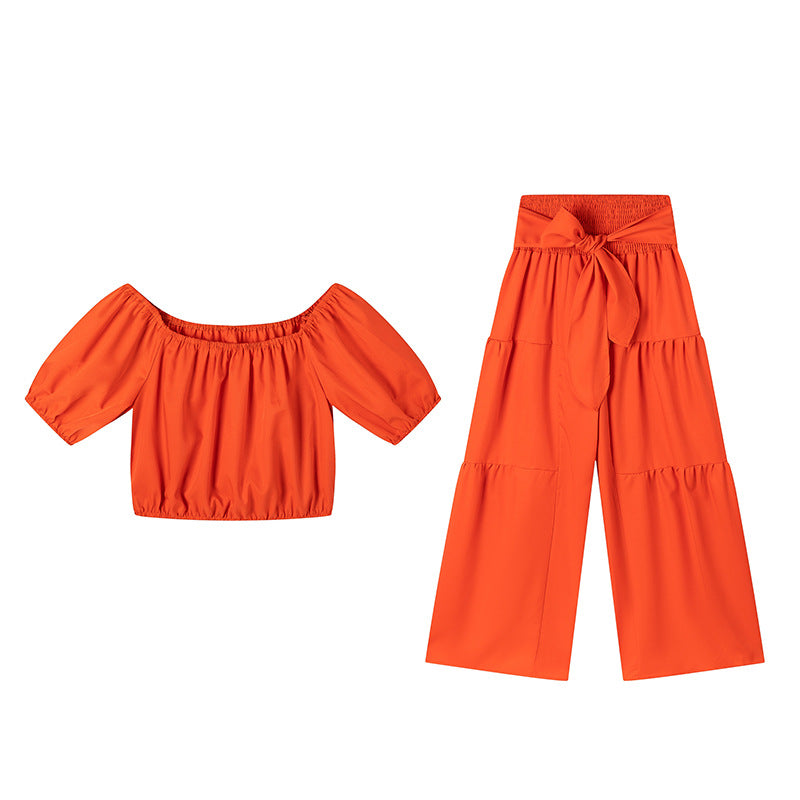 High Waist Wide Leg Tie Set