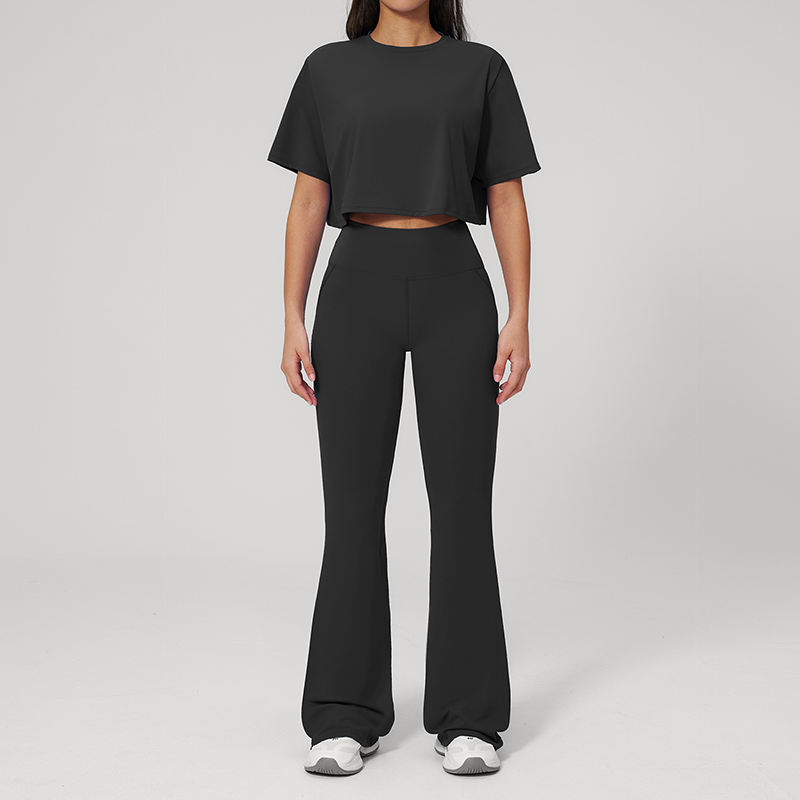 Short Sleeve Flare Workout Set