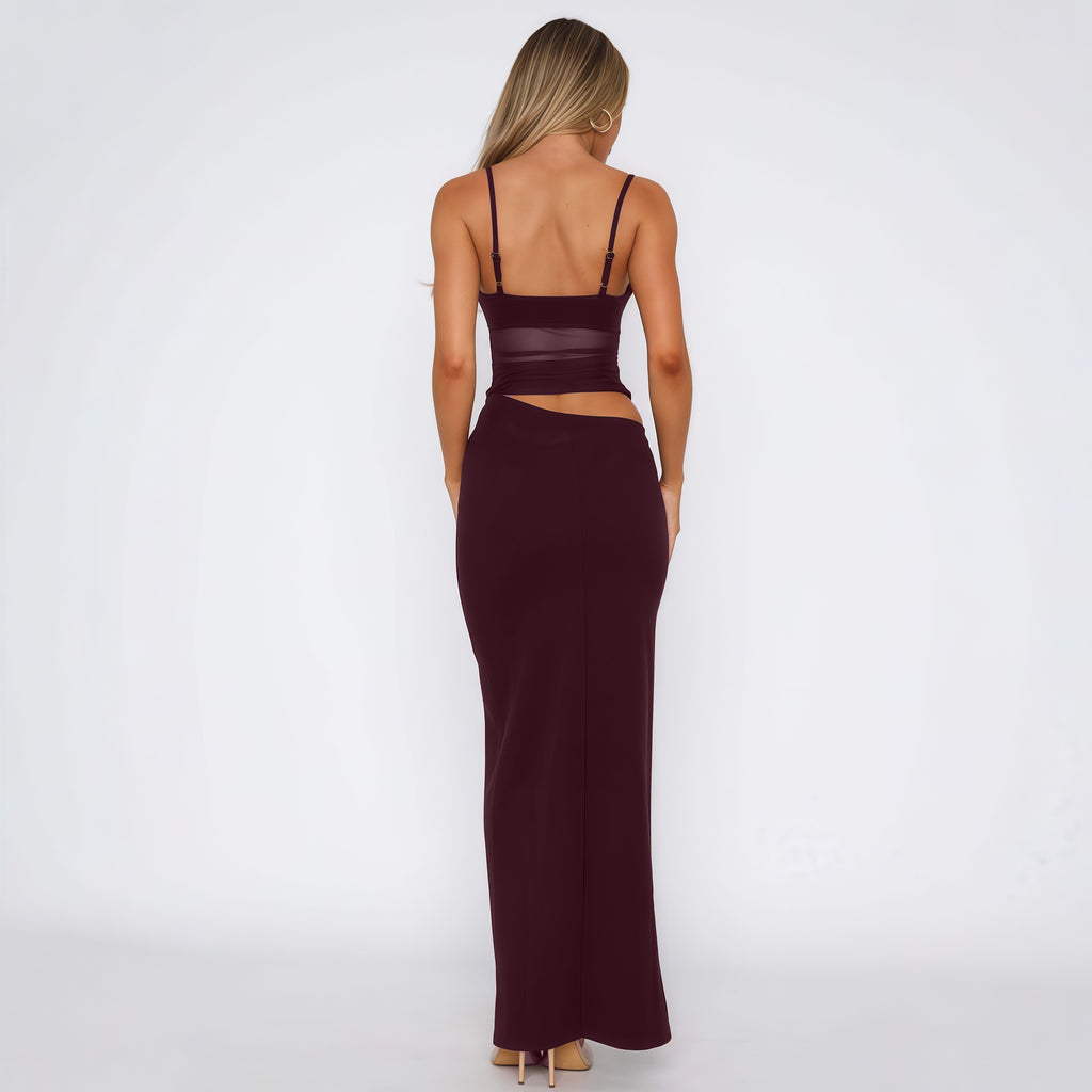 Sexy Mesh Strap Bodycon Maxi Dress