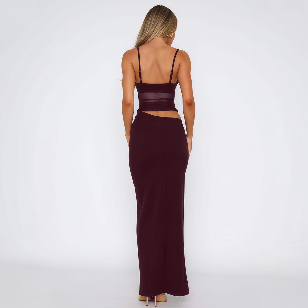 Sexy Mesh Strap Bodycon Maxi Dress