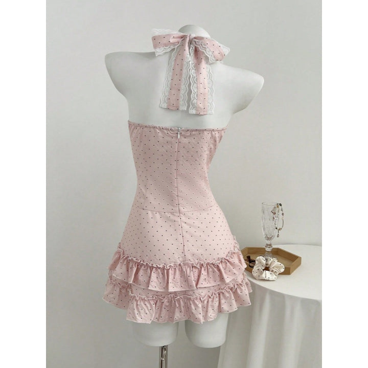 Bow Halter Ruffle Mini Dress