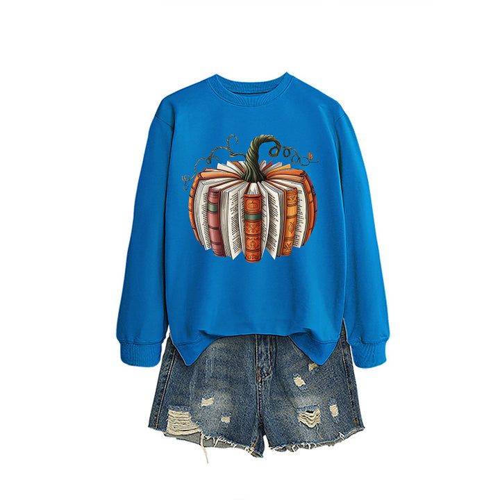 Pumpkin Book Pattern Casual Sweatshirt