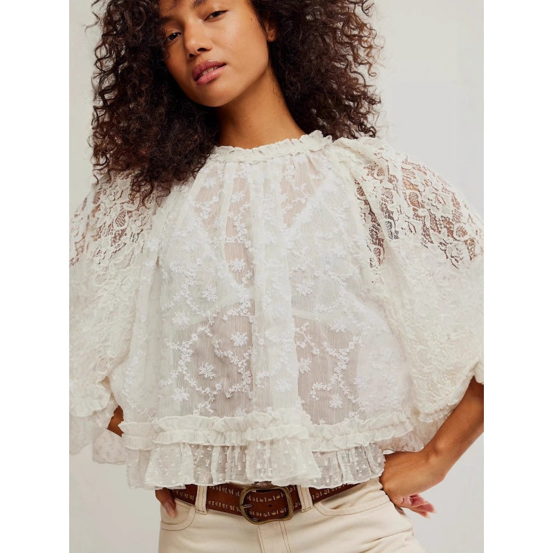 Lace Sheer Shrug Top For Women