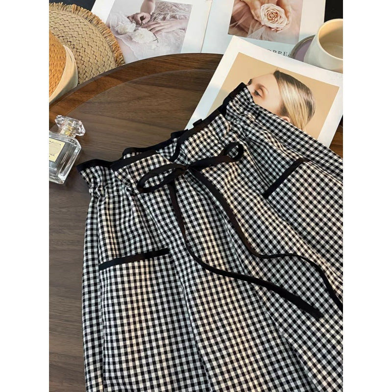 Vintage Gingham Wide Leg Pants