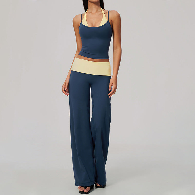 Contrast Color Activewear Two Piece