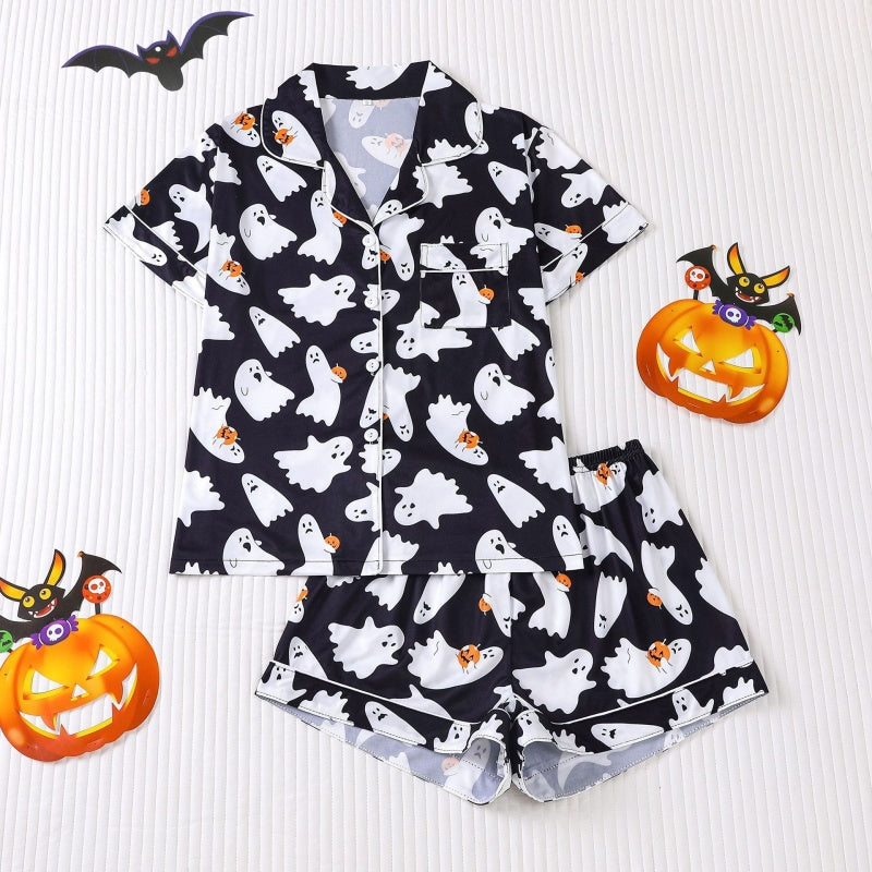 Halloween Button Shorts Pajama Set