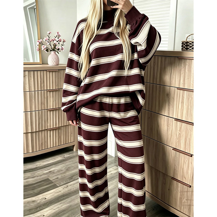 High Neck Striped Lounge 2 Piece Set