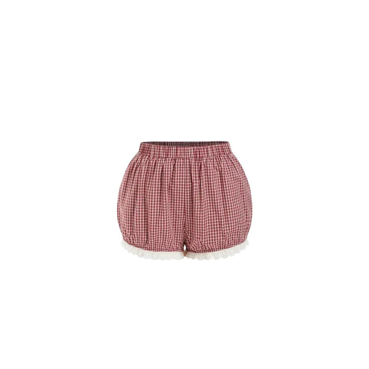 Gingham Lace Bubble Shorts Set