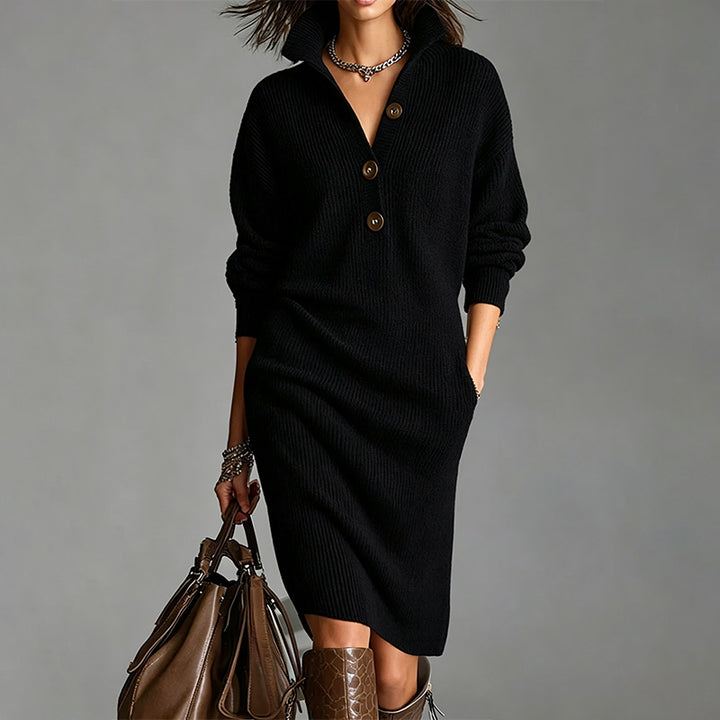 Loose Fit Pocket Knit Midi Dress
