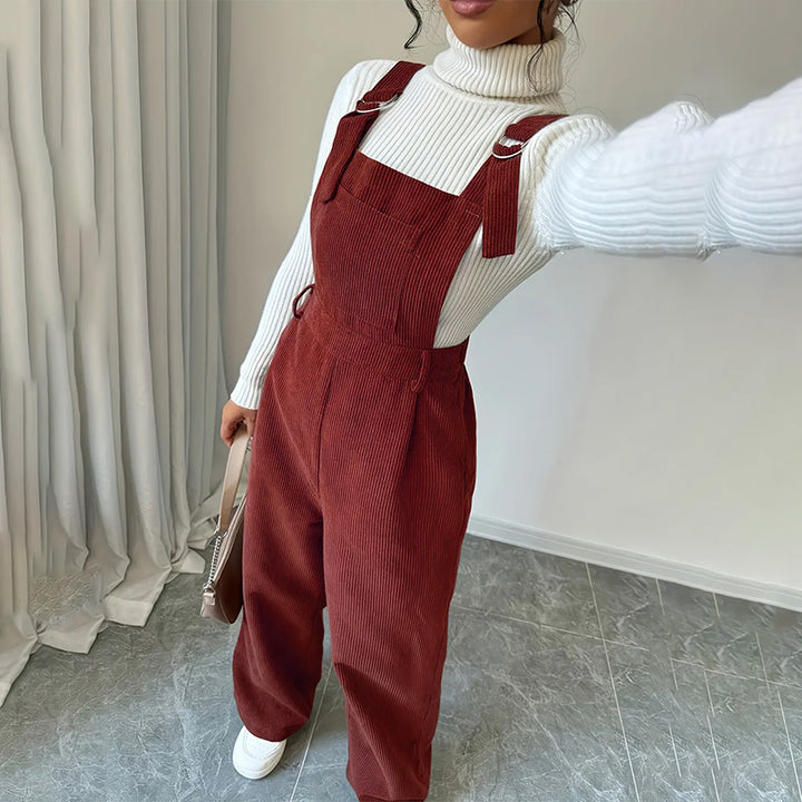 Corduroy Wide Leg Overalls